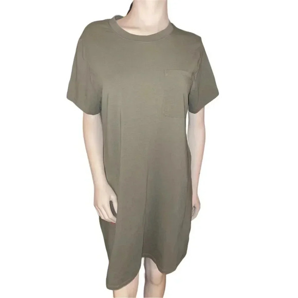 Banana Republic Women's Olive Green T-Shirt Dress L Short Sleeve - Picture 1 of 12